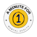 A minute for mental health logo-orange circle with a blue number one in the middle and the words around